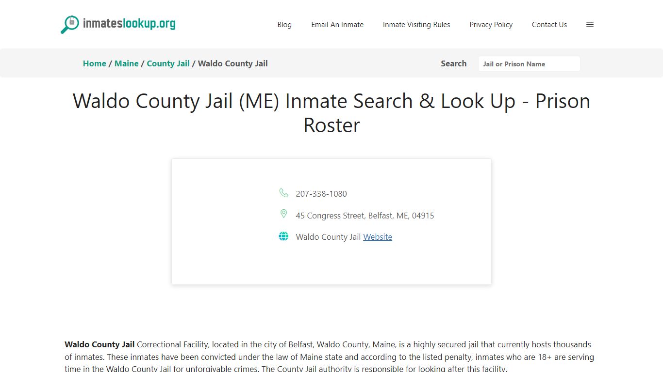 Waldo County Jail (ME) Inmate Search & Look Up - Prison Roster